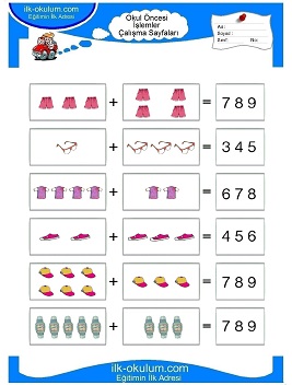 Çocuklar İçin toplam işlemi yaprak testleri 